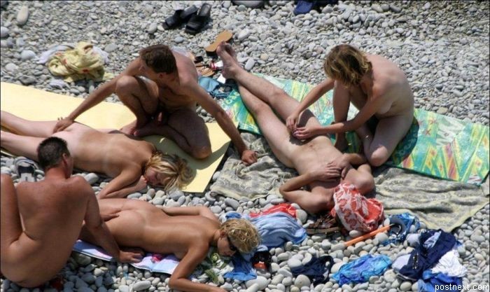 Orgy at a public nude beach