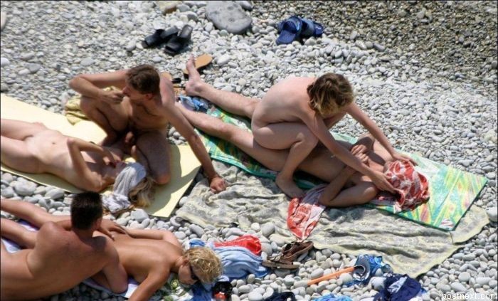 Orgy at a public nude beach