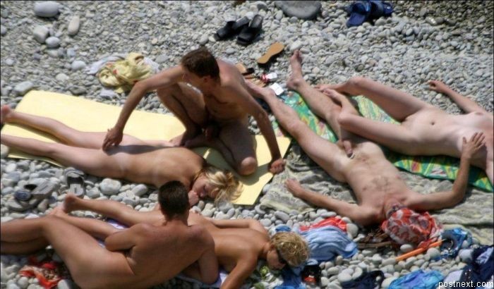 Orgy at a public nude beach