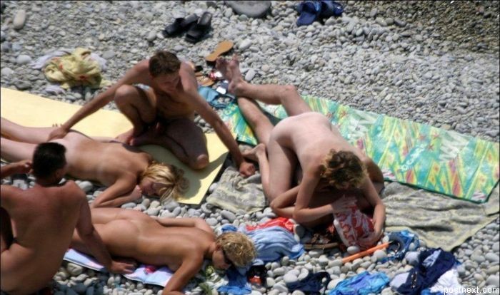 Orgy at a public nude beach