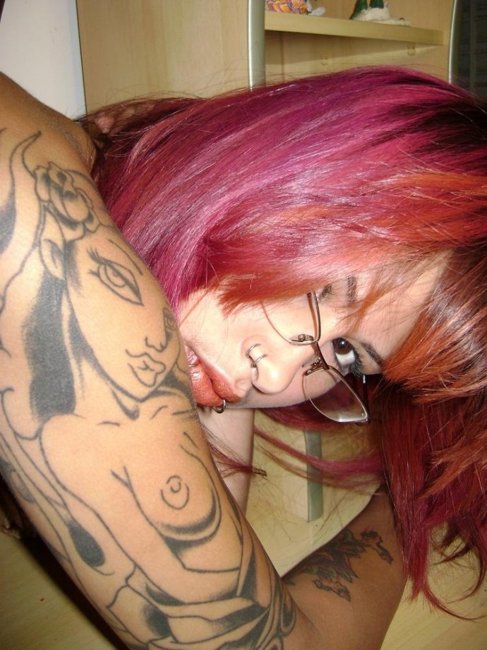 Redhead and  tattoo emo girl 