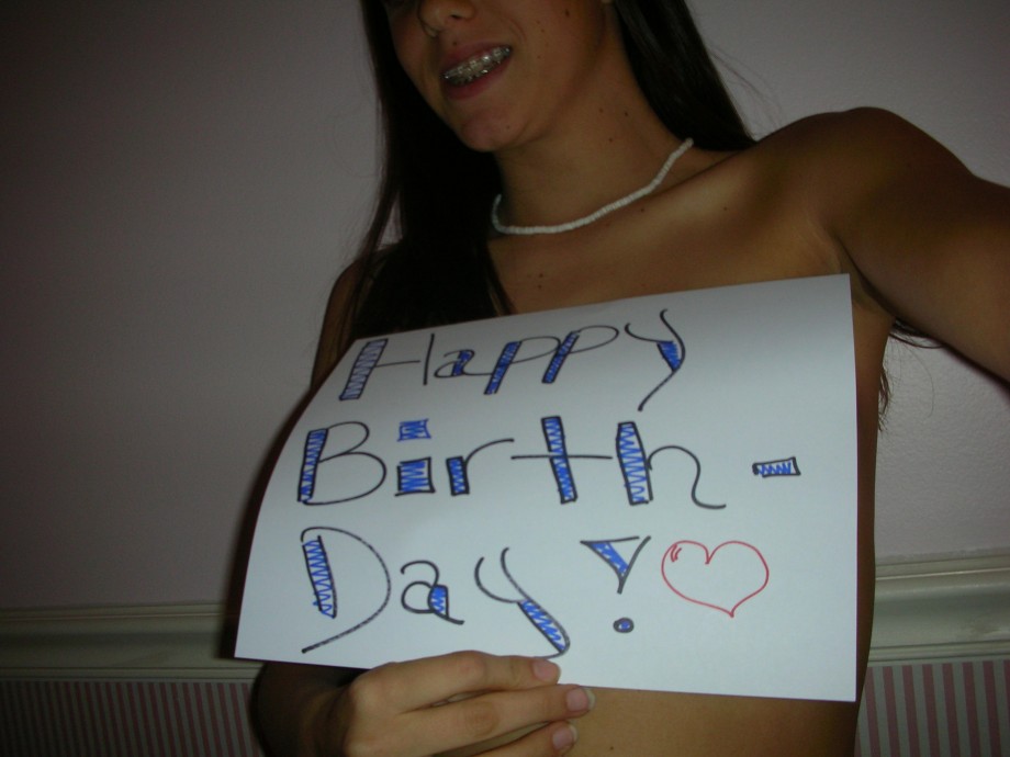 Cute teen selfshot with birthday wishes 