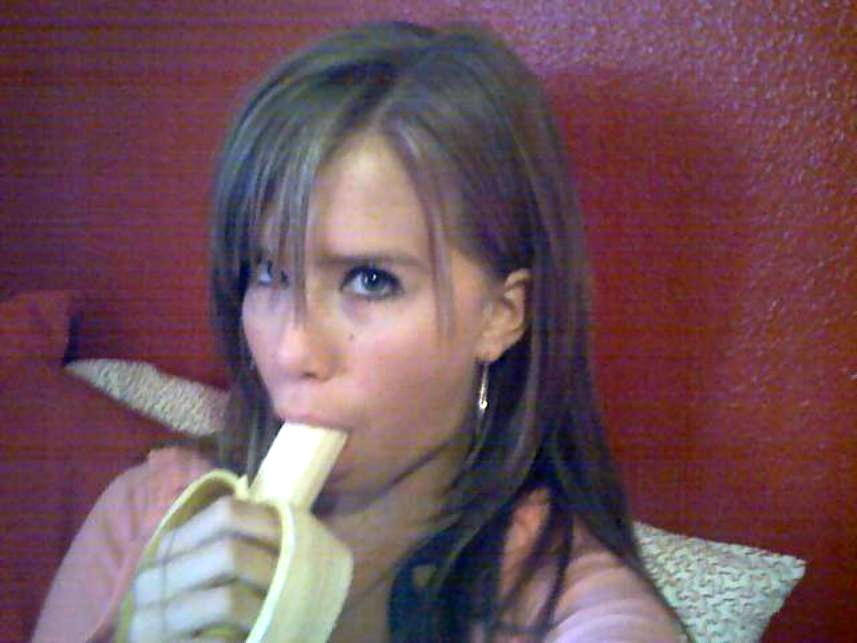 Blonde and her self shot with banana 