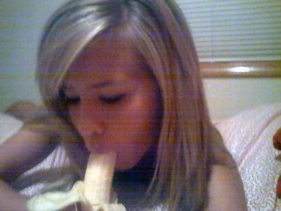 Blonde and her self shot with banana 