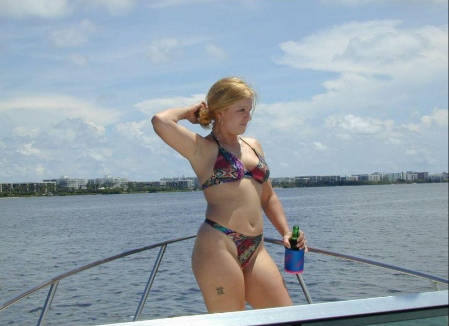 Two shaved girls on a boat 