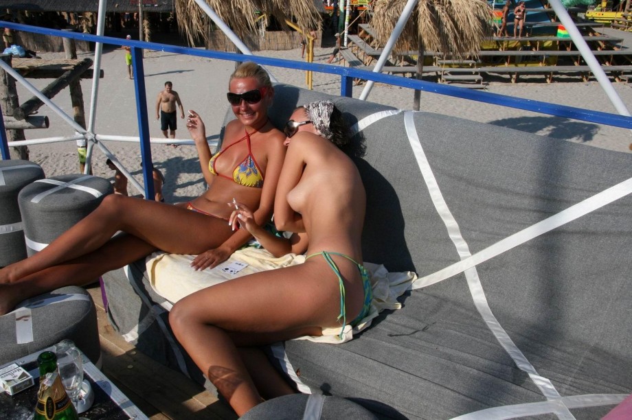 Russian and ukrainian girls on beach kazantip