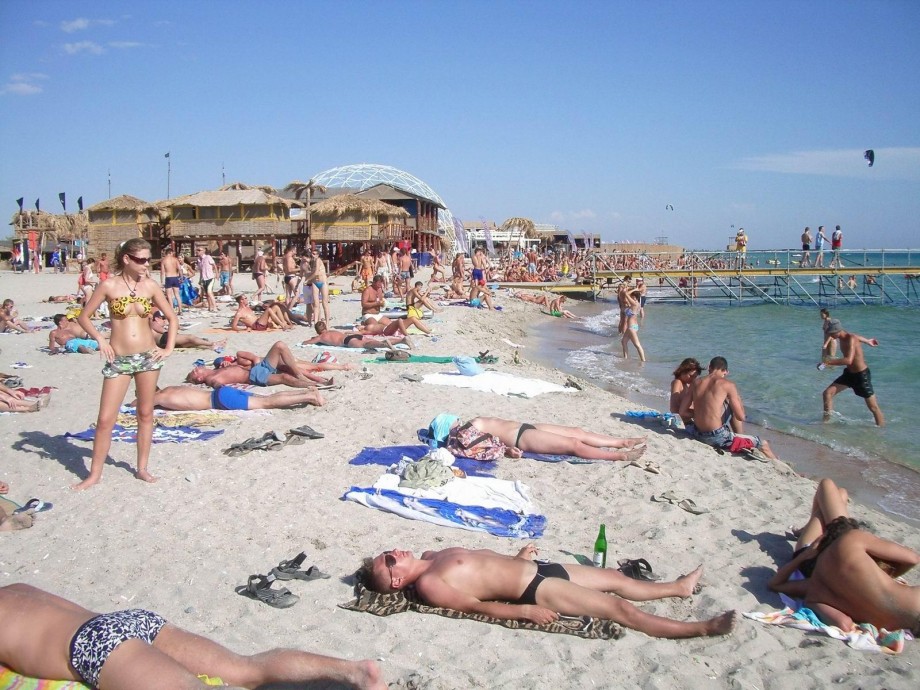 Russian and ukrainian girls on beach kazantip