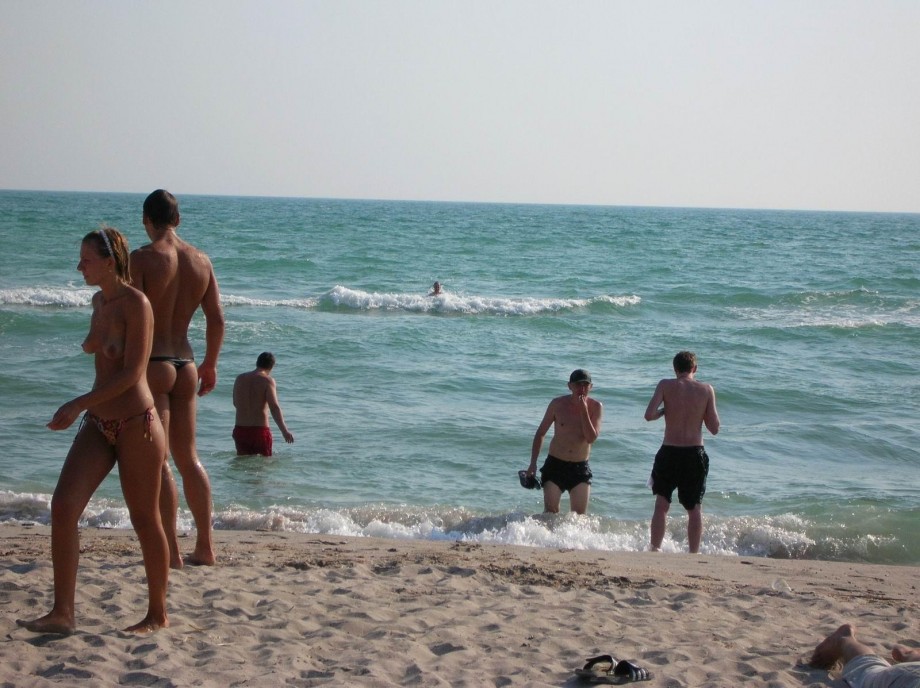 Russian and ukrainian girls on beach kazantip