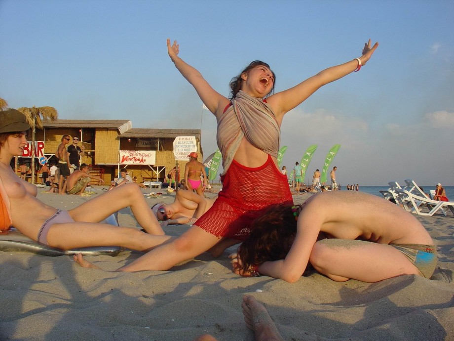 Russian and ukrainian girls on beach kazantip