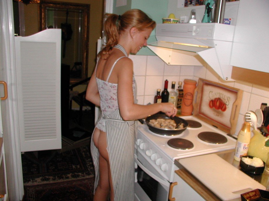 Young wife doing housework 