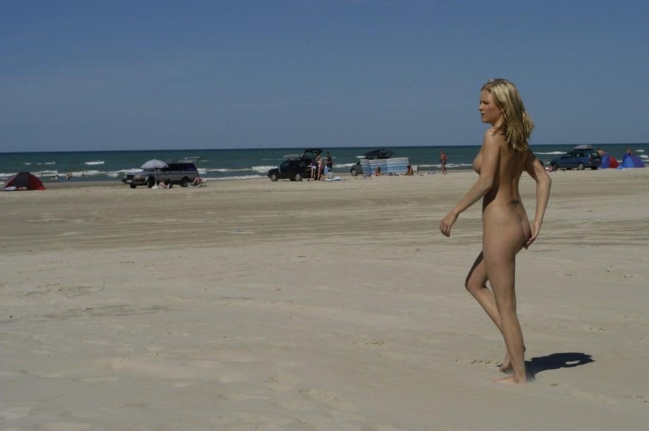 Hot blond at a nude beach 