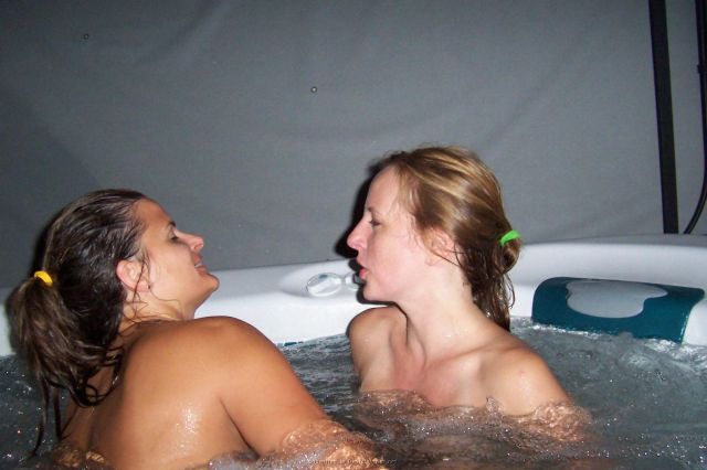 Lesbians in a hot tub