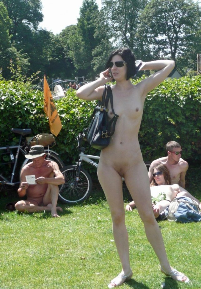 Sexy naked girl on public 