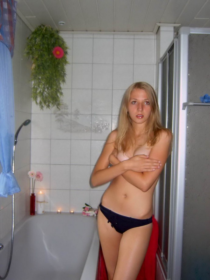 Russian blonde with small tits