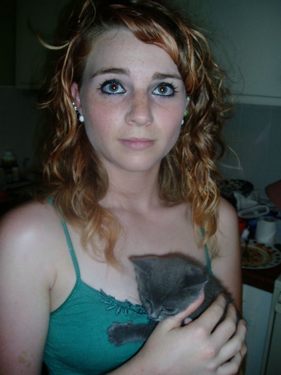 Redhead with shaved pussy