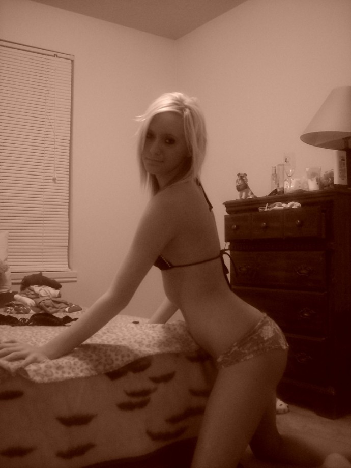 Slim blond girl in underwear