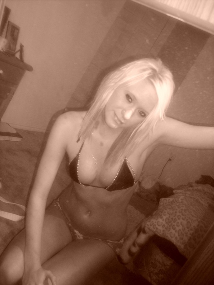 Slim blond girl in underwear