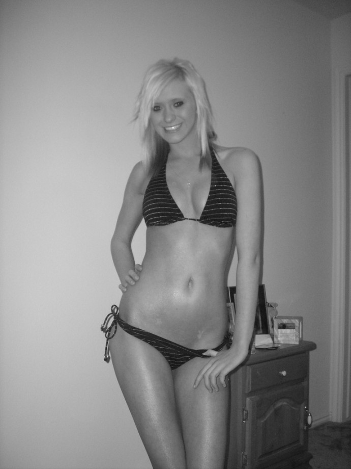 Slim blond girl in underwear