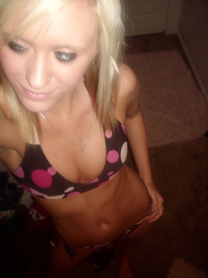 Slim blond girl in underwear