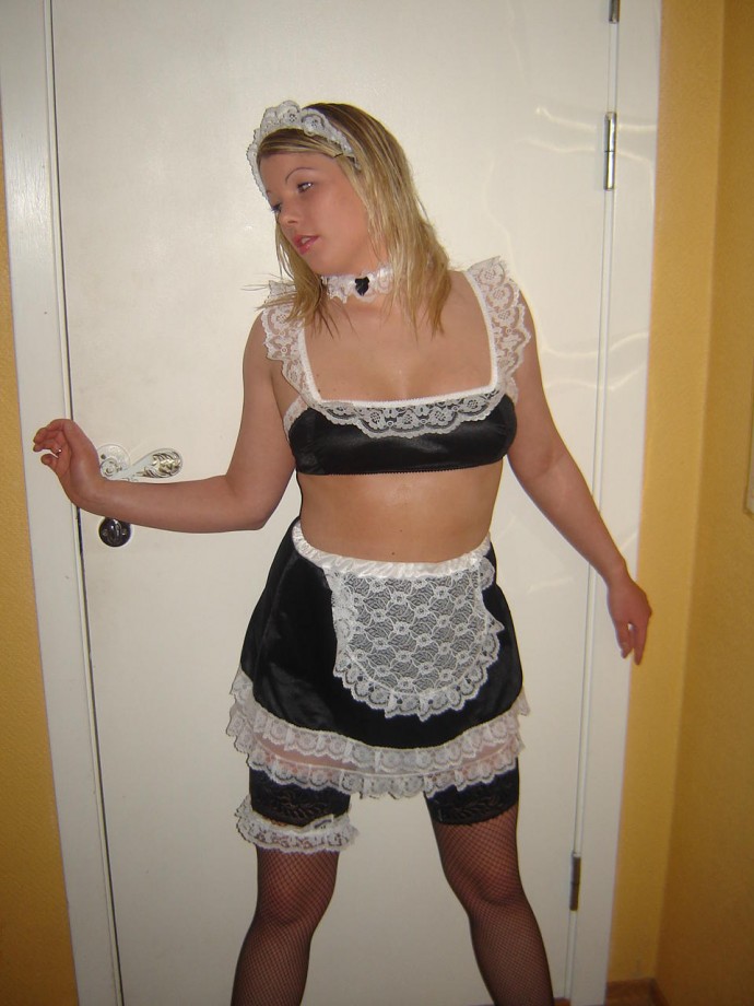 Norwegian girl posing as maid