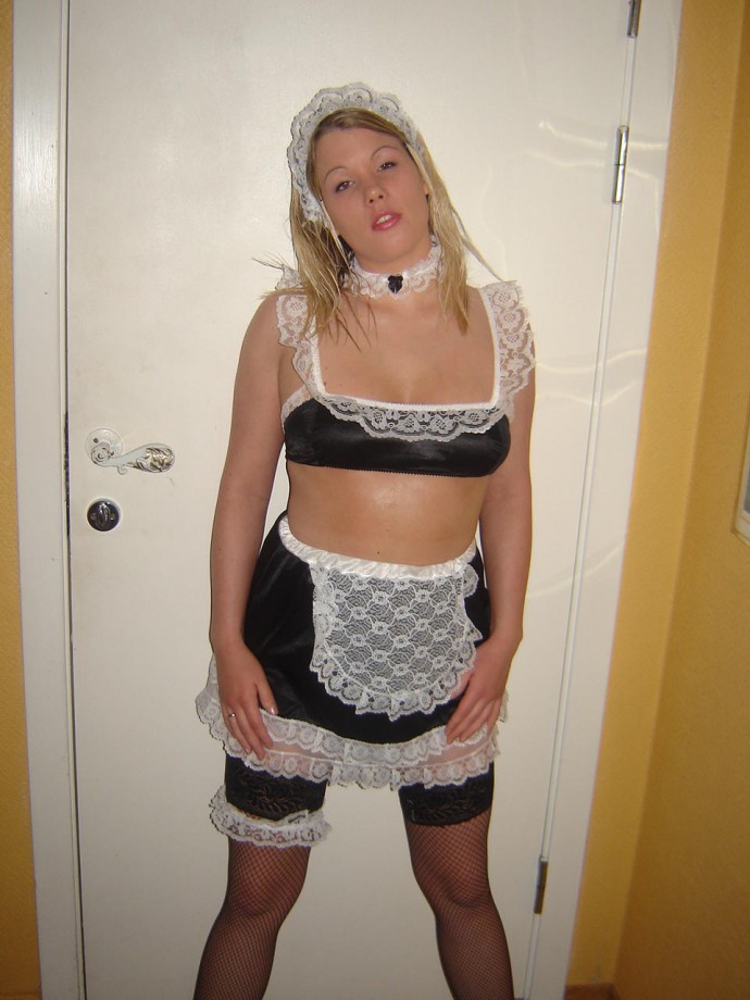 Norwegian girl posing as maid