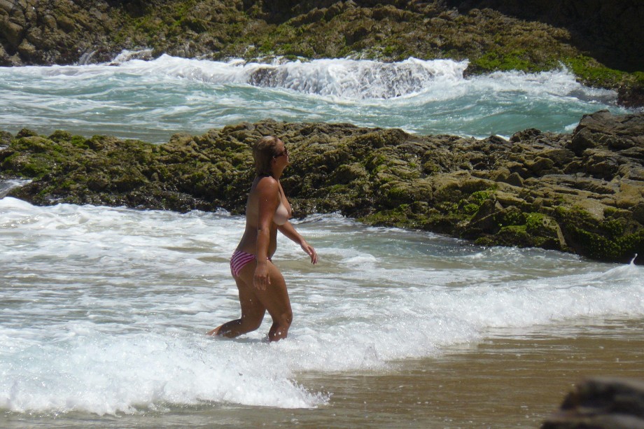 Blonde amateur at beach