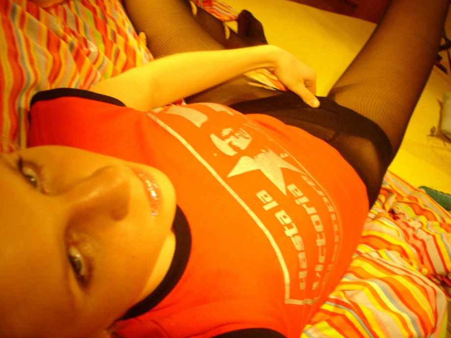 Selfshots - amateur teen in undewear on the bed