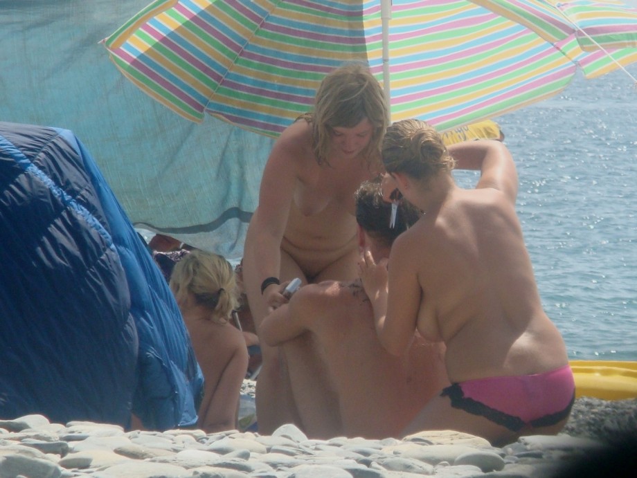 Trio of hot german teens naked on the beach