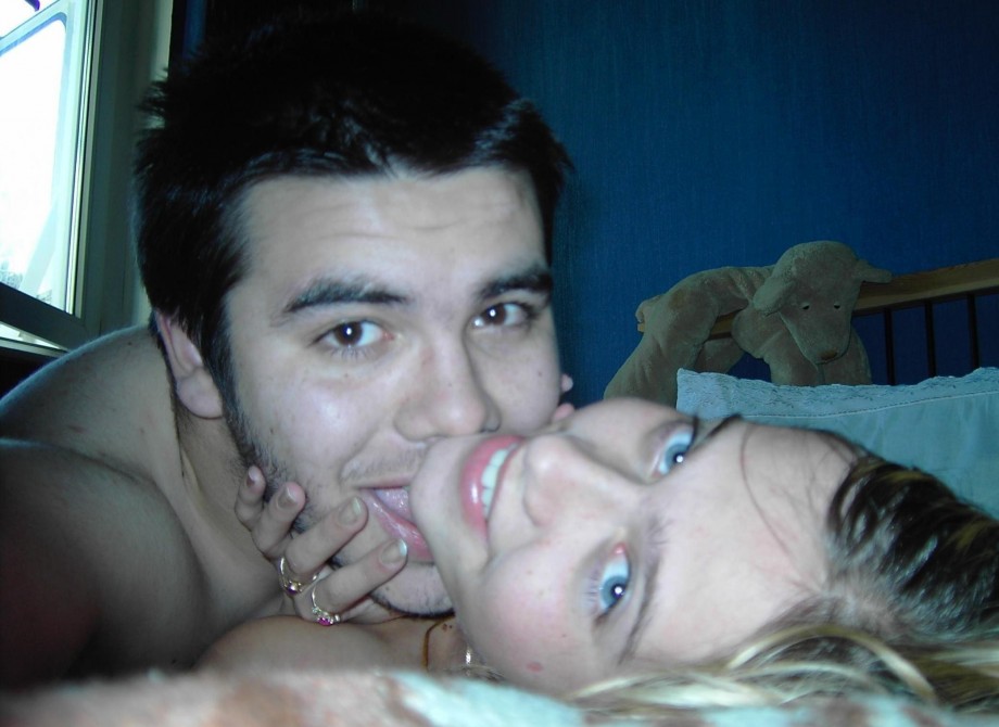 Cute hairy blonde posing with her  boyfriend