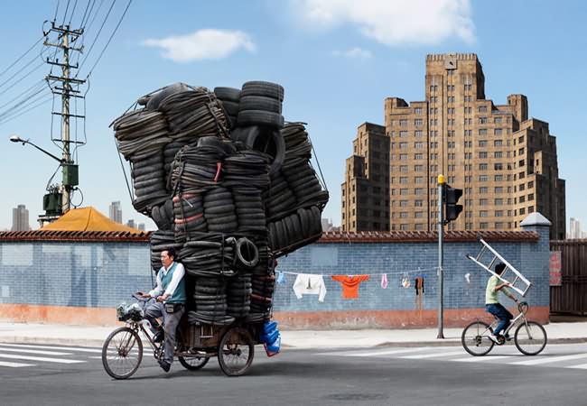 Overloaded bikes in china