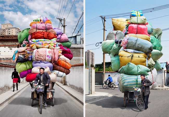 Overloaded bikes in china