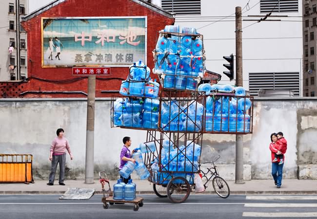 Overloaded bikes in china