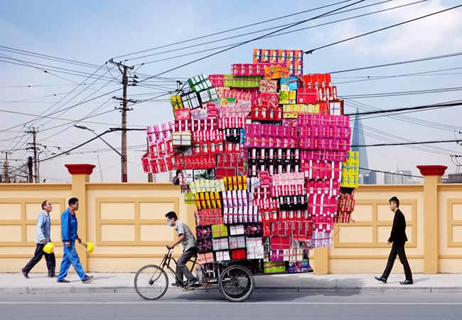 Overloaded bikes in china