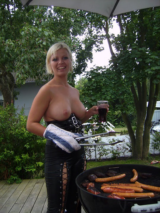 Funny blonde who likes sausages