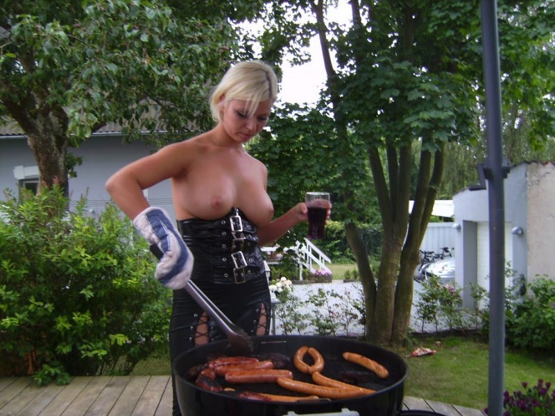 Funny blonde who likes sausages