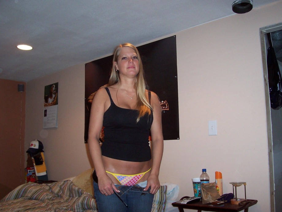 Kelly - amateur blonde with colorful thong