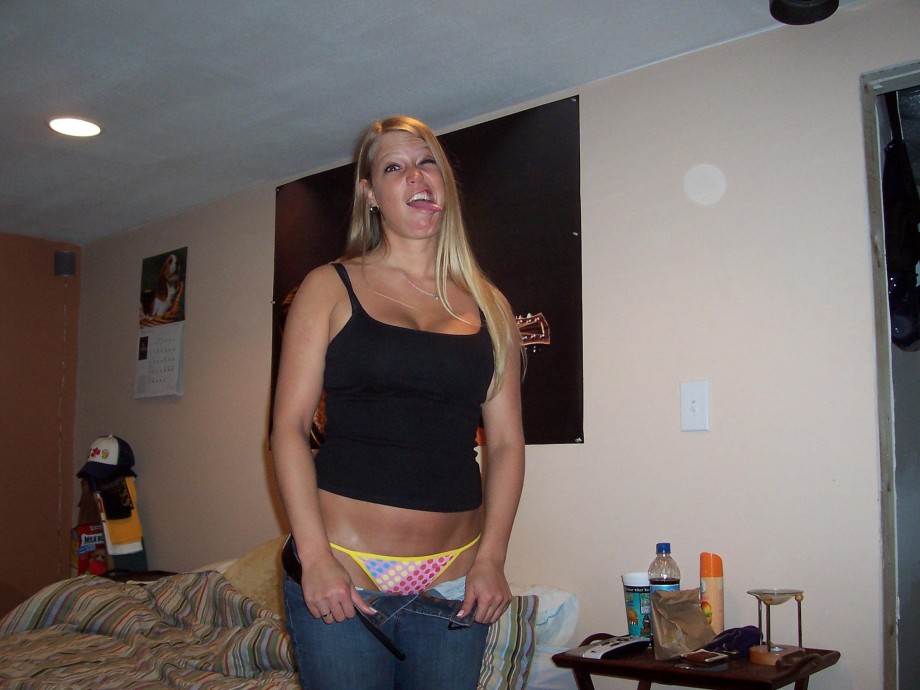 Kelly - amateur blonde with colorful thong