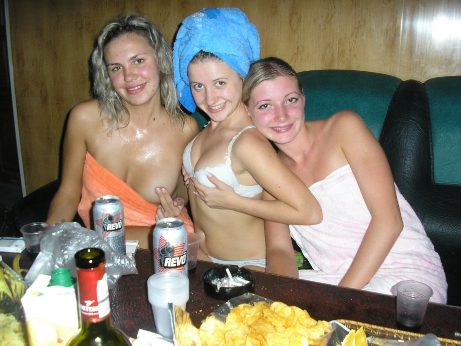 Russian 18yo teen girls having fun in the sauna