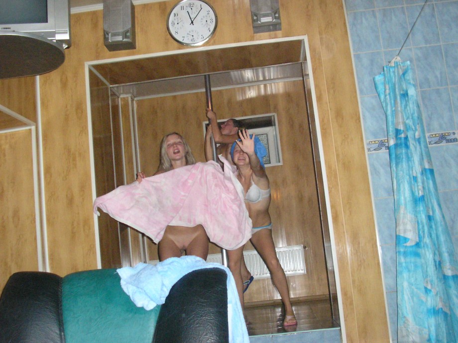 Russian 18yo teen girls having fun in the sauna