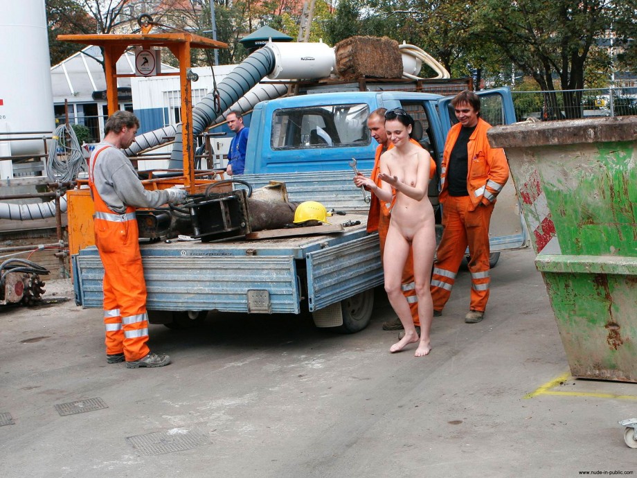 Nudist women do their work naked