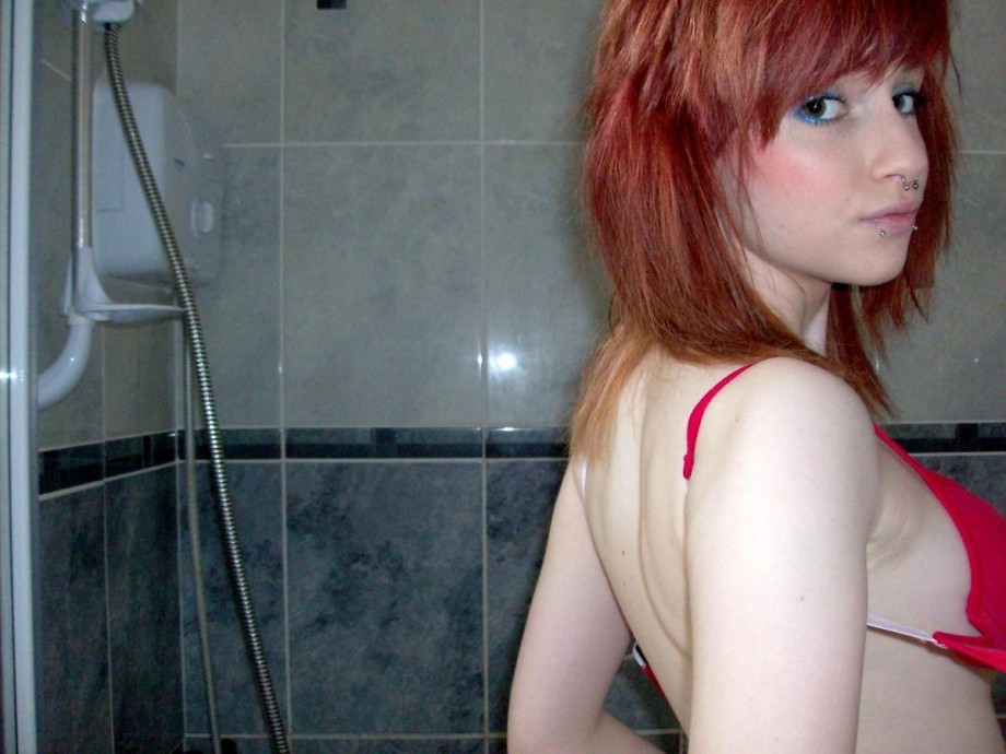 Pikotop - skinny teen posing in bathroom - redhead