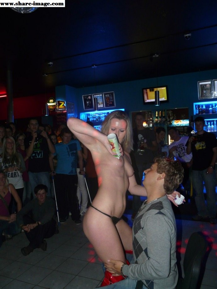 Party girls in club - strip show at party
