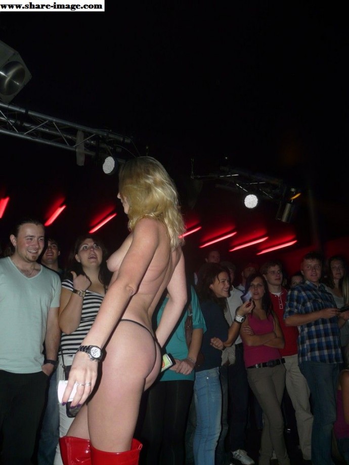Party girls in club - strip show at party