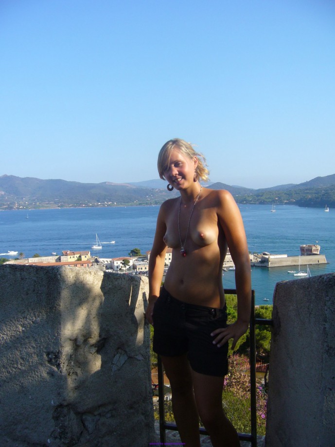 Young blonde on beach