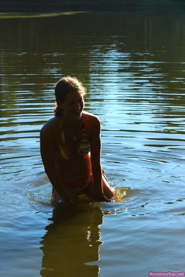 Sweet girlfriends make hot pictures at the lake