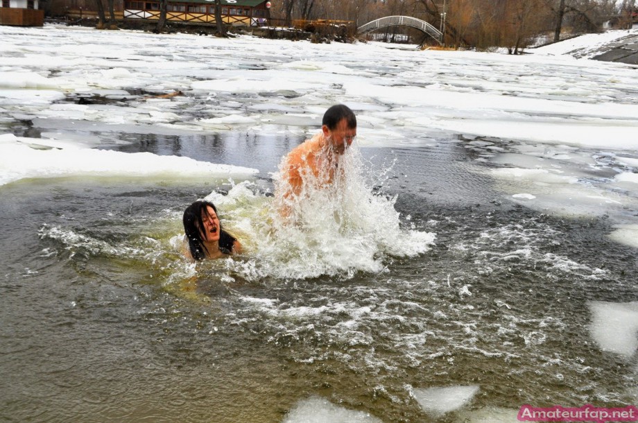 Horny students group makes hot pictures in winter