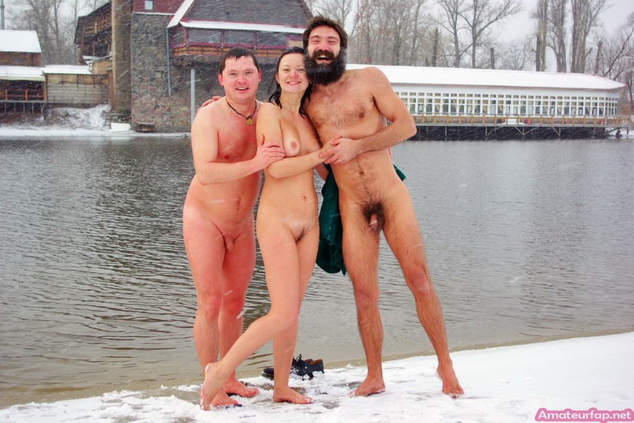 Horny students group makes hot pictures in winter