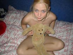 Stolen pics - blonde girl showing shaved pussy 12/50