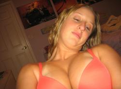Amateur blond girl with big boobs / self pics 51/81
