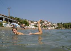 Teen blond girl on holiday  at the beach 6/28